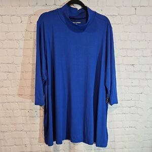 Jessica London plus size 26 blue mockneck top NWT